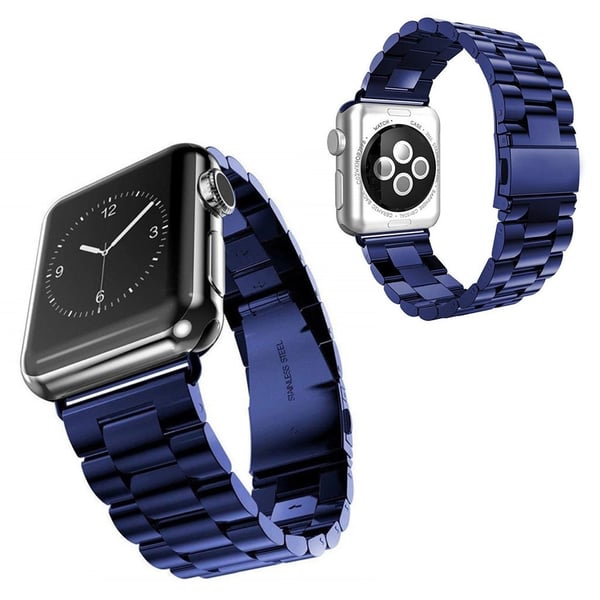 Urrem med tre perler i rustfritt stål for Apple Watch 42mm - 44mm - Blå