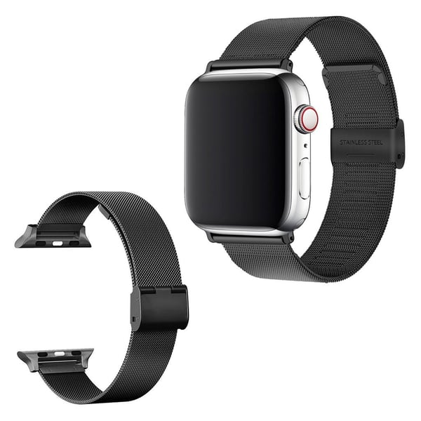 Apple Watch Series 5 44mm milanese rustfrit stål Urrem - Sort Apple Watch Series 5 44mm milanese rustfrit stål Urrem - Sort