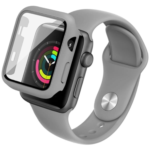 IMAK Apple Watch Series 3/2/1 38 mm silikondeksel med klokkerem + herdet glass - Grå