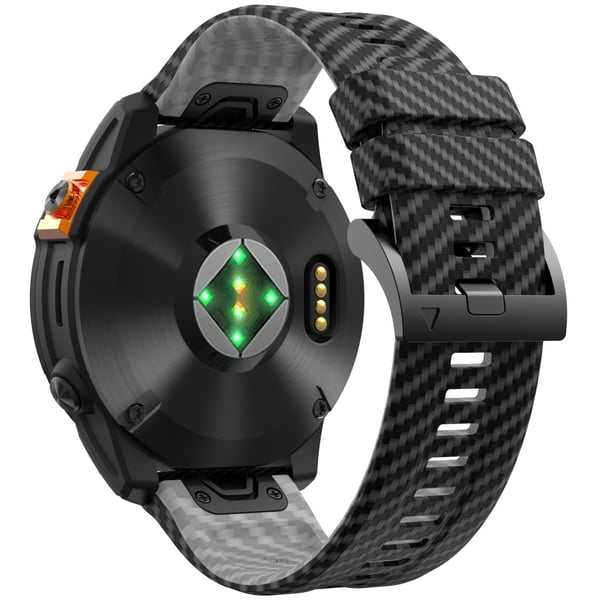 KALEBOL Garmin Fenix Series 5 - 6 - 7 - 22 mm silikonklokkearmbånd Quickfit 22 mm karbonfiberteksturrem - Svart + Grå KALEBOL Garmin Fenix Series 5 - 6 - 7 - 22 mm silikonklokkearmbånd Quickfit 22 mm karbonfiberteksturrem - Svart + Grå