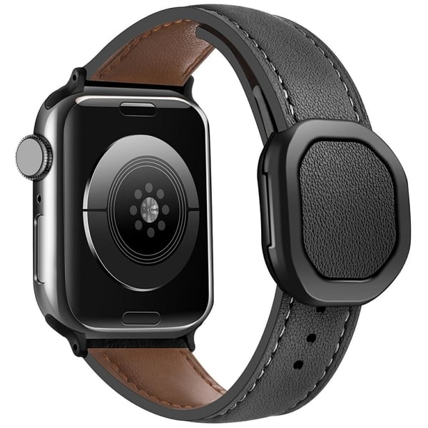KALEBOL Apple Watch Series 49mm - 45mm - 44mm - 42mm Ægte okselæderbånd - Sort