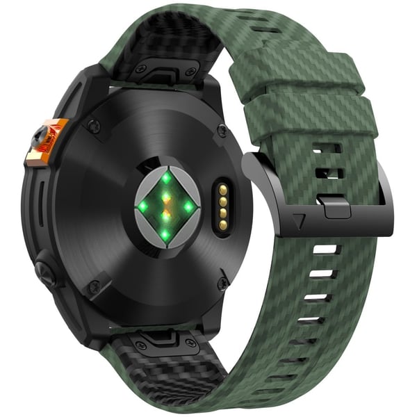 KALEBOL Garmin Fenix Series 5 - 6 - 7 - 22mm silikoninen kellonauha Quickfit 22mm hiilikuituinen tekstuurihihna - Armeijan Vihreä + Musta KALEBOL Garmin Fenix Series 5 - 6 - 7 - 22mm silikoninen kellonauha Quickfit 22mm hiilikuituinen tekstuurihihna - Armeijan Vihreä + Musta