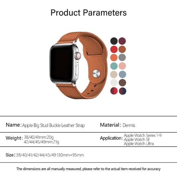 KALEBOL Apple Watch Series 49mm - 45mm - 44mm - 42mm klokkerem, stor spenne - Brun