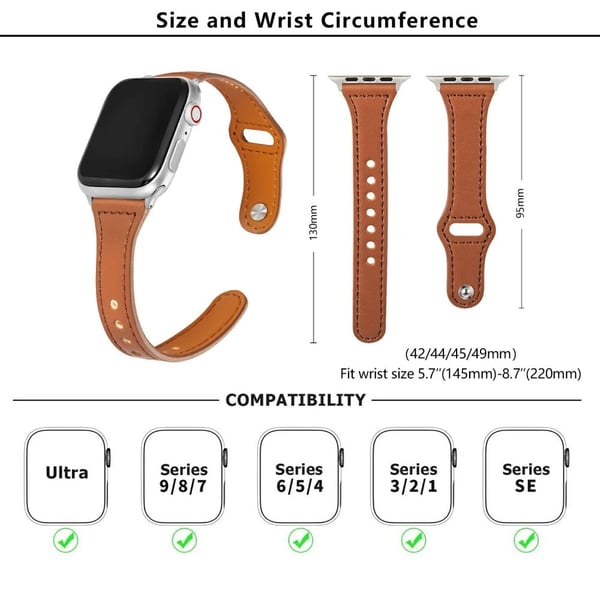 KALEBOL Apple Watch Series 49mm - 45mm - 44mm - 42mm Urrem, lille spænde - Sort