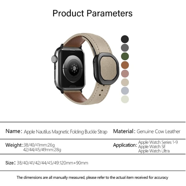 KALEBOL Apple Watch Series 41 mm - 40 mm - 38 mm ekte kuskinnbånd - Rosa