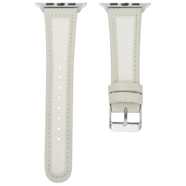 KALEBOL Apple Watch Series 41mm - 40mm - 38mm Ægte okselæder + stofrem - Grå + Hvid KALEBOL Apple Watch Series 41mm - 40mm - 38mm Ægte okselæder + stofrem - Grå + Hvid