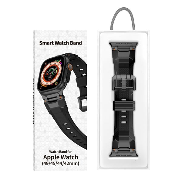 Apple Watch Series 49mm - 45mm - 44mm - 42mm Flytende silikonrem - Titan + Oransje