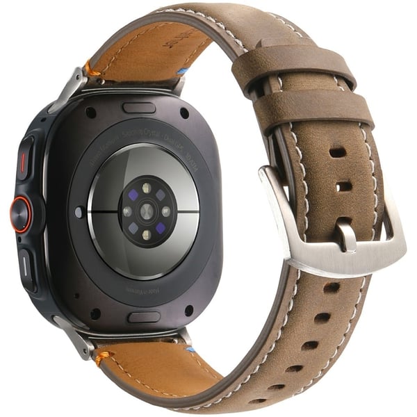Samsung Galaxy Watch Ultra 47 mm klokkerem med sømmer i ekte okseskinn - Matt Tekstur + Oliven