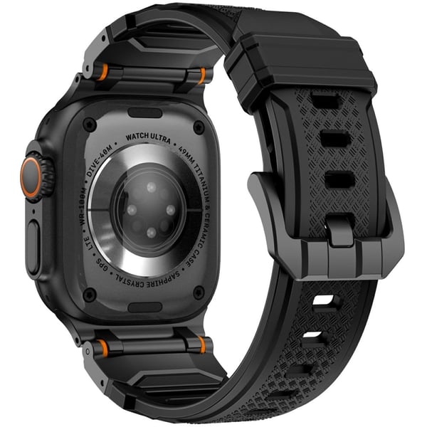 Apple Watch Series 49mm - 45mm - 44mm - 42mm nestemäinen silikoninen ranneke - Musta + Musta