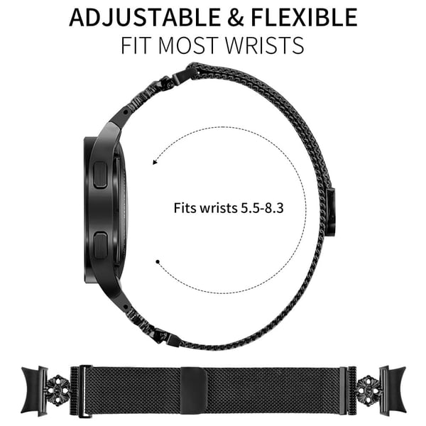 Samsung Galaxy Watch 5 Pro / Watch 5 / Watch4 Milanese klockarmband Blomma Armband i rostfritt stål med kontakt - Svart