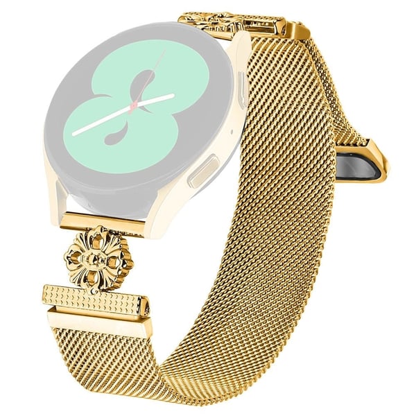 Samsung Galaxy Watch Active Milanese Band Flower Rustfritt stål magnetisk nettingklokkerem - Gull Samsung Galaxy Watch Active Milanese Band Flower Rustfritt stål magnetisk nettingklokkerem - Gull