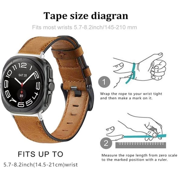 Samsung Galaxy Watch Ultra 47 mm Vintage-klokkerem Erstatningsarmbånd i vegansk lær - Blå