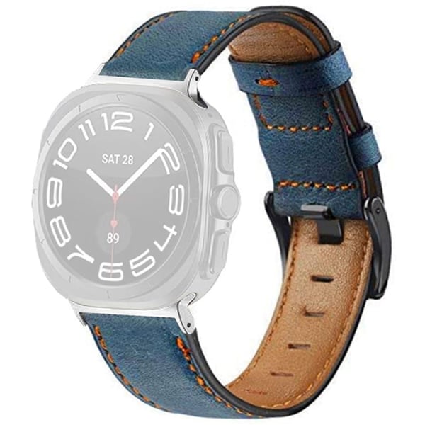 Samsung Galaxy Watch Ultra 47 mm Vintage-klokkerem Erstatningsarmbånd i vegansk lær - Blå