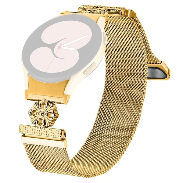 Samsung Galaxy Watch7 44 mm / 40 mm Milanese-klokkearmbånd Blomst rustfritt stålrem med kontakt - Gull