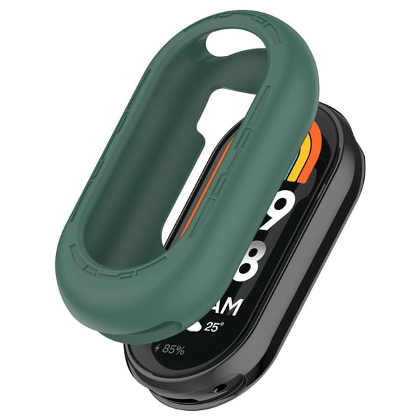 Xiaomi Mi Band 9 / 9 NFC Silikon Klokke Etui Anti-kollisjon Beskyttelse Ramme - Mørkegrønn Xiaomi Mi Band 9 / 9 NFC Silikon Klokke Etui Anti-kollisjon Beskyttelse Ramme - Mørkegrønn