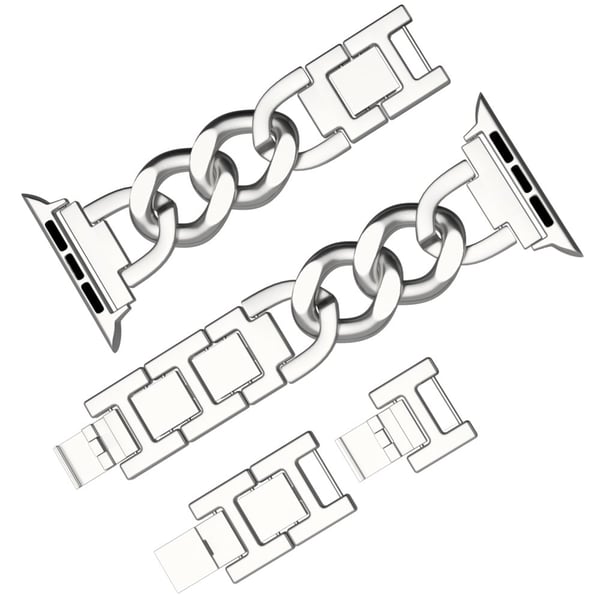 Apple Watch Series 49mm - 45mm - 44mm - 42mm Smartwatch-armbånd med metalkæde - Sølv Apple Watch Series 49mm - 45mm - 44mm - 42mm Smartwatch-armbånd med metalkæde - Sølv