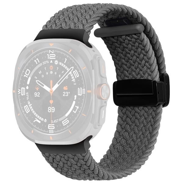 Samsung Galaxy Watch Ultra 47 mm flettet armbånd med magnetisk sammenleggbar spenne - Grå