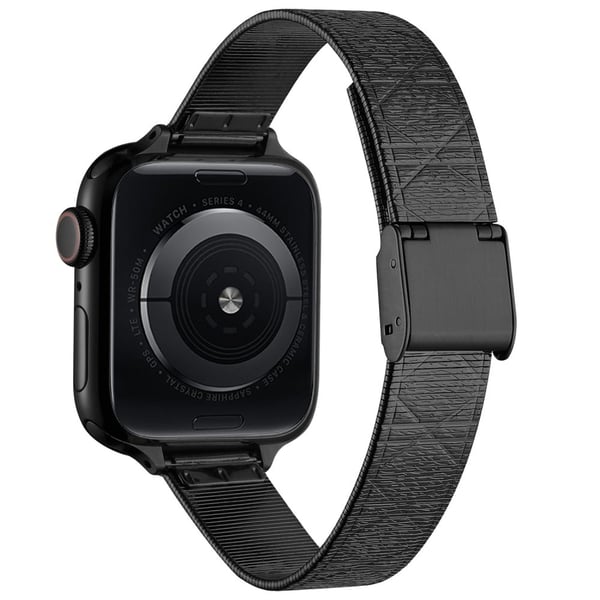 Apple Watch Series 41mm - 40mm - 38mm Rhombus Pattern Strap Armbånd i rustfrit stål - Sort Apple Watch Series 41mm - 40mm - 38mm Rhombus Pattern Strap Armbånd i rustfrit stål - Sort