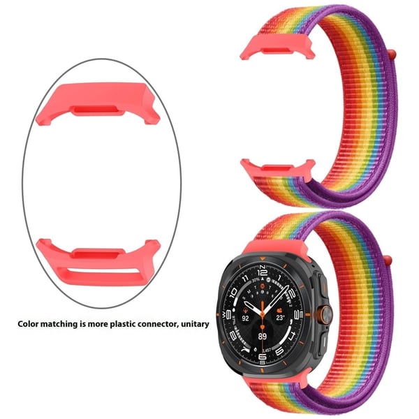 Galaxy Watch Ultra 47mm Nylon Replacement Watch Band Magic Tape Loop Strap - Style P