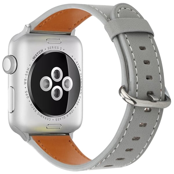 Apple Watch Series 49mm - 45mm - 44mm - 42mm Ægte okselæderrem - Grå Apple Watch Series 49mm - 45mm - 44mm - 42mm Ægte okselæderrem - Grå
