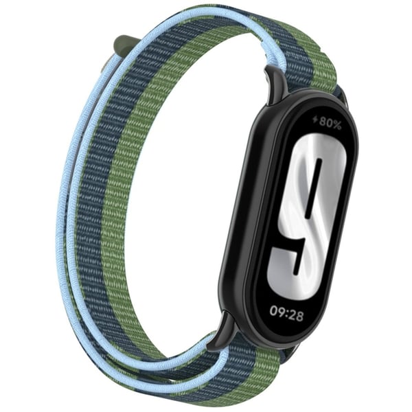Xiaomi Mi Band 9 / Smart Band 8 Urrem Nylon Loop Justerbar Armbånd - Dyb Blå