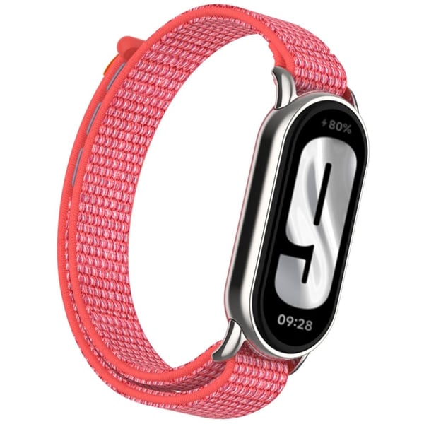 Xiaomi Mi Band 9 / Smart Band 8 Klokkerem Nylon Loop Justerbar Armbånd - Hibiskus Rosa