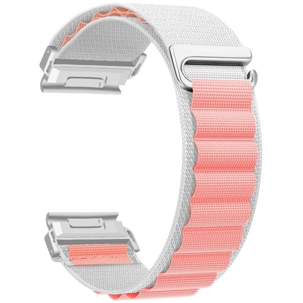 Garmin Fenix 7X Pro / 7X Watch Band 26mm Quick Release C Buckle Nylon Watch Strap - Hvid + Lyserød