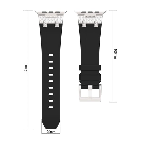Apple Watch Series 41mm - 40mm - 38mm Rhinestone Silicone Rubber Strap - Grå