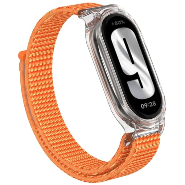 Xiaomi Mi Band 9 / Smart Band 8 Watch Band Nylon Loop ranteen hihna kolhun kestävä katsella tapauksessa - Oranssi