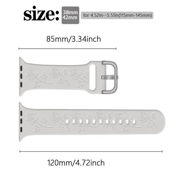 Apple Watch Series 41mm - 40mm - 38mm hihna Rose silikoninen kellonauha - Starlight