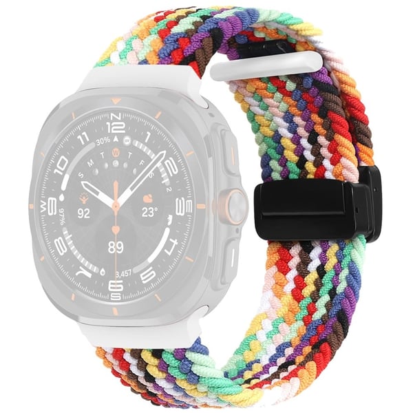 Samsung Galaxy Watch Ultra 47 mm flettet armbånd med magnetisk sammenleggbar spenne - Regnbue
