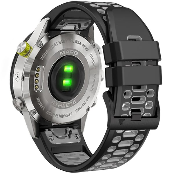 KALEBOL Garmin Fenix Series 5X - 6X - 7X klokkerem Quickfit 26 mm silikonarmbånd i to farger - Svart + Grå