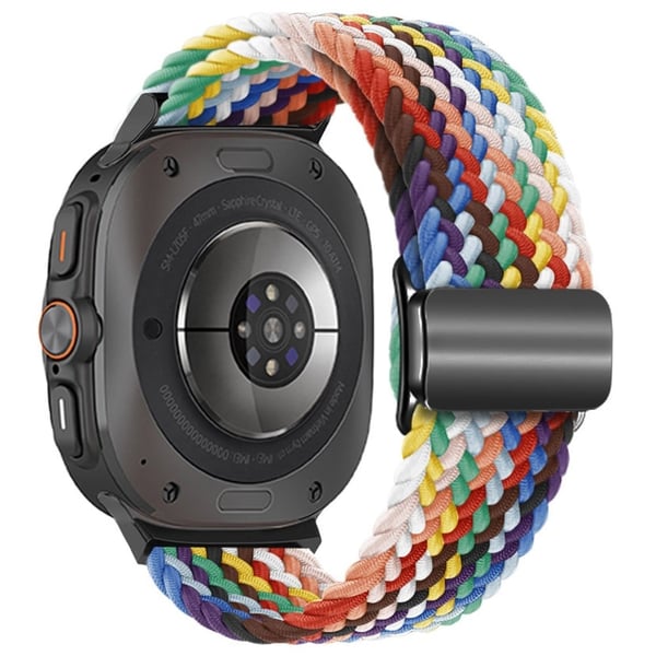 Samsung Galaxy Watch Ultra 47 mm flettet magnetisk urrem - Offisiell Regnbue + Svart Spenne