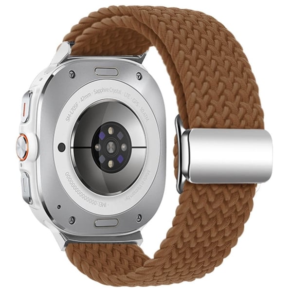 Samsung Galaxy Watch Ultra 47 mm flettet magnetisk urrem - Brun + Sølvspenne
