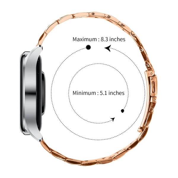 TicWatch Pro 2020 Kolmen helmen ruostumattomasta teräksestä valmistettu älykellon rannehihna - Ruusukulta