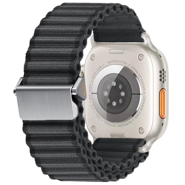 Apple Watch Series 49mm - 45mm - 44mm - 42mm aaltoileva nailonhihna - Musta