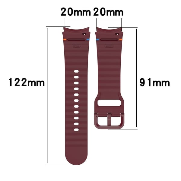 Samsung Galaxy Watch FE / Watch7 40mm 44mm Silikon Wave Texture Erstatningsarmbånd - Svart