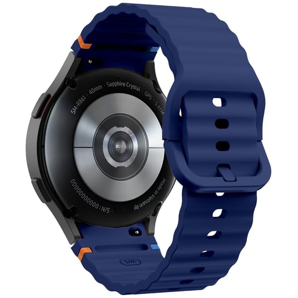 KALEBOL Samsung Galaxy Watch7 44mm 40mm / Watch FE 40mm Silicone Watch Band Wave Shape Wrist Strap - Midnatsblå