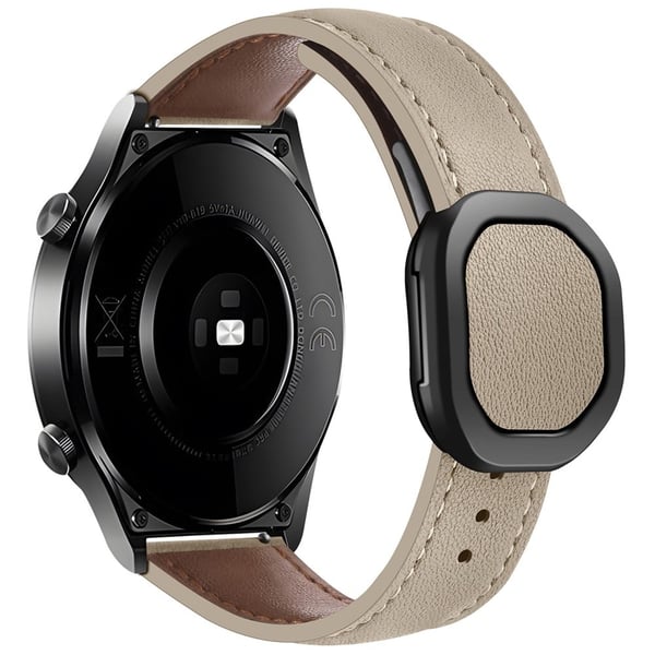 KALEBOL Huawei Watch GT 3 42mm / GT 3 Pro 43mm Klokkerem 20mm Nautilus Magnetic Buckle Genuine Cow Leather Band - Aprikos
