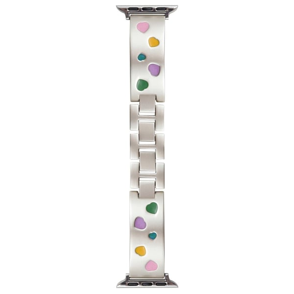 Apple Watch Series 49mm - 45mm - 44mm - 42mm Epoxy Heart Pattern metallrem - Stjernelys Apple Watch Series 49mm - 45mm - 44mm - 42mm Epoxy Heart Pattern metallrem - Stjernelys