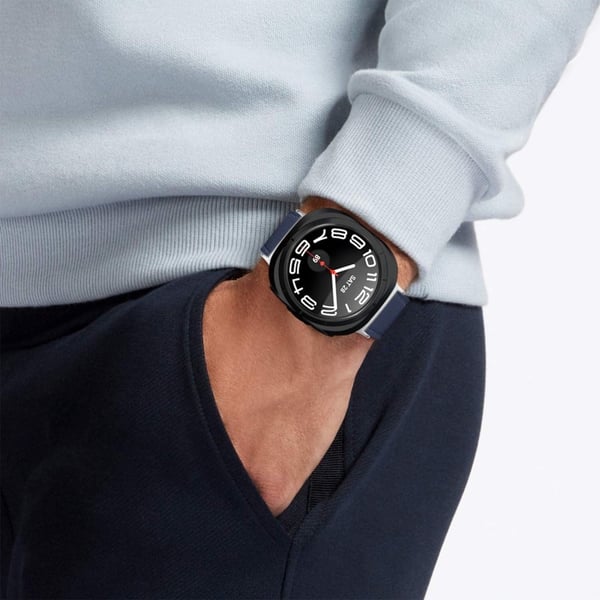 Samsung Galaxy Watch Ultra 47 mm håndleddsrem i ekte okseskinn - Midnattsblå