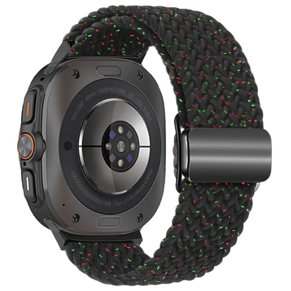 Samsung Galaxy Watch Ultra 47mm Flettet urrem Magnetisk håndledsrem - Starlight Sort + Sort Spænde