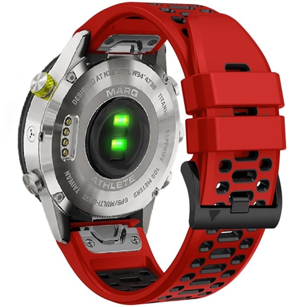 KALEBOL Garmin Fenix Series 5X - 6X - 7X klokkerem Quickfit 26 mm silikonarmbånd i to farger - Rød + Svart