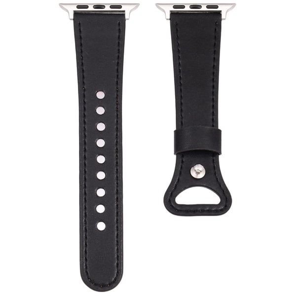 KALEBOL Apple Watch Series 49mm - 45mm - 44mm - 42mm Ekte kuskinnbånd - Svart