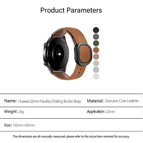 KALEBOL Huawei klokkerem 22mm Nautilus magnetisk spenne ekte kuskinnbånd - Solbrun