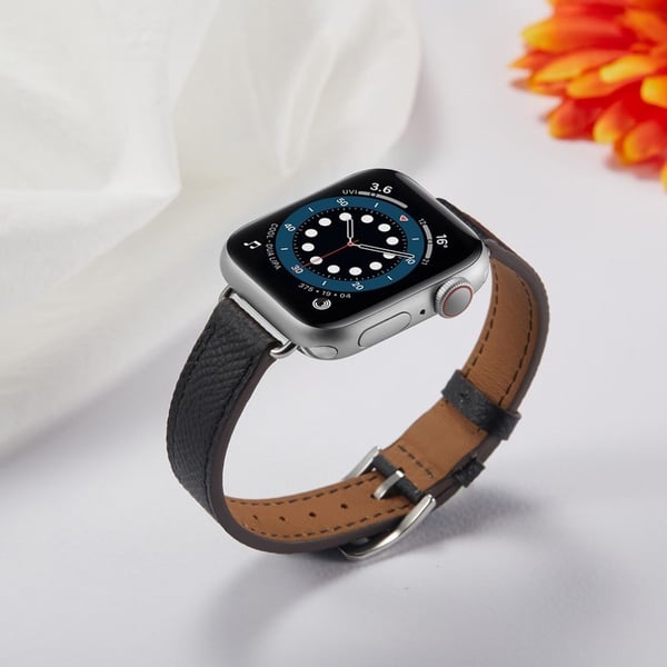 Apple Watch 40 mm klokkerem i skinn med kryssstruktur - Svart