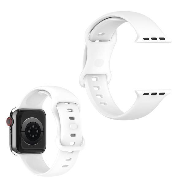 Apple Watch 42 mm - 44 mm klokkerem i silikon - Hvit / Størrelse: L