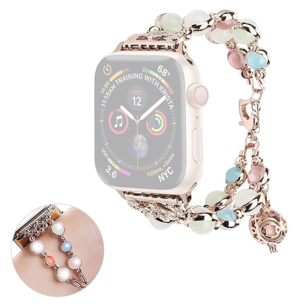 Apple Watch 42mm - 44mm elegant lysende pæredekor klokkerem - Rose Gull