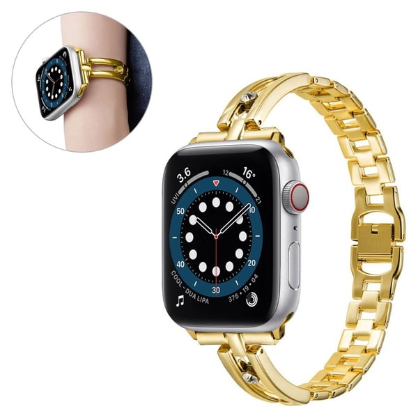Apple Watch 42 mm - 44 mm aluminiumslegering med urrem med rhinestone-dekor - Gull