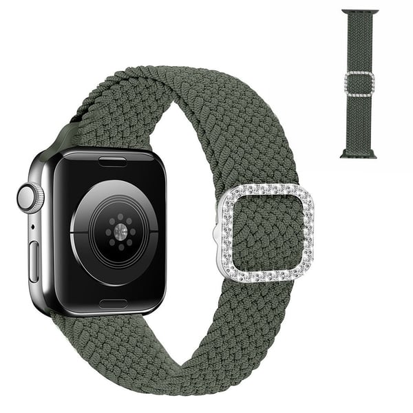 Apple Watch 40 mm nylonklokkerem med strassspenne - Grønn